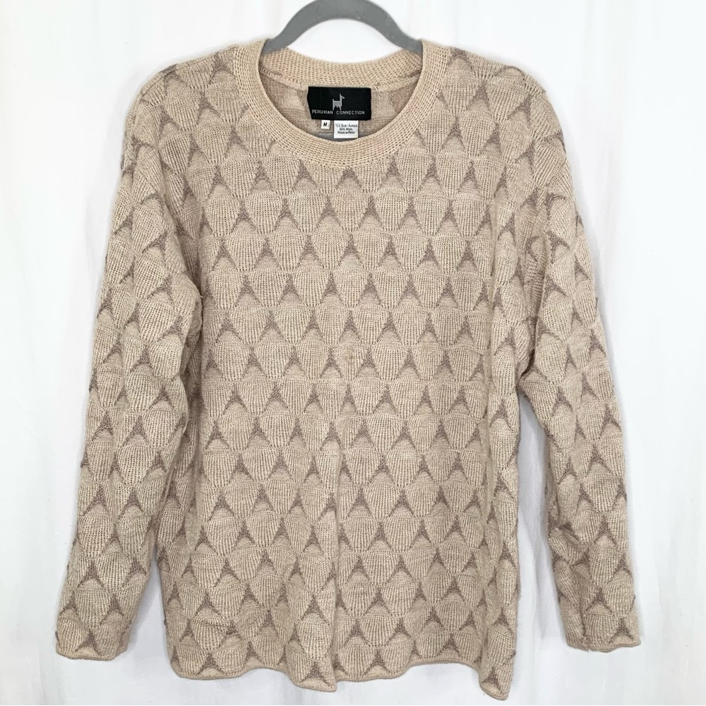 Peruvian Connection Womens Textured Baby Alpaca and Wool Sweater Size Medium